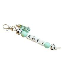 1pc Personalized Sports Name Keychain, Sports Backpack Charm, Custom Name Keychain, Football/Volleyball/Basketball/Tennis Tassel Keychain - Ball Keychain - View 33