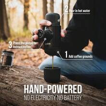 Nanopresso Portable Espresso MakerUpgraded Version Of Minipresso 18 Bar Pressure Ground Coffee Small Travel Coffee Maker Manually Operated Perfect For Trips And Camping Outdoor - 黑色 - 查看 3