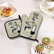 Customized Oven Gloves With Heat Insulation, Personalized Text & Photos, Non-Slip Oven Mitts For Friends & Family Kitchen Cooking, Baking, Grilling Gifts - Multicolor - View 4