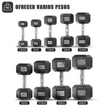 Mancuerna Hexagonal De Hierro Fundido Duradera De 2.5-25 Kg Con Revestimiento De Goma Para Gymnasio En Casa Con Mango Ergonómico, Estable Y Versátil - 10公斤 x2 - 查看 1
