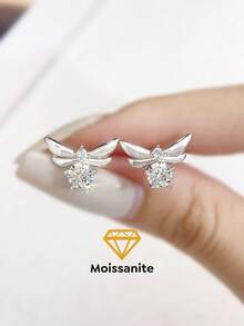 1Pair Classic Exquisite 0.5CT Little Bee Moissanite Diamond Drop Earrings S925 Sterling Silver Wedding Earrings Engagement Stud Earrings Luxury Jewelry For Gifts Girls Women Anniversary - Bee Moissanite Earrings-0.5ct - View 1