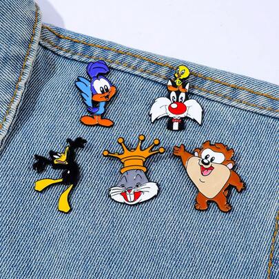 Broszka z humorystycznym rysunkiem sylvestera, 1/5 szt., dla dzieci, plecak, akcesoria odzieżowe, metalowe odznaki, akcesoria, prezent dla przyjaciół