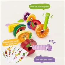 Juego de cuentas de oruga con frutas - Ensartar y enhebrar frutas, juguete educativo y divertido para el desarrollo de la motricidad fina de niños pequeños - Multicolor - Ver 8