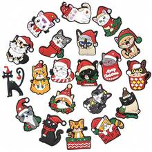 Zestaw 20 zawieszek do butów z motywem świątecznych kotków, ozdoby do butów z PVC do torby plażowej, zawieszki do akcesoriów do butów, pomysł na prezent urodzinowy, świąteczny, walentynkowy, halloweenowy - Wielokolorowe - Zobacz 13