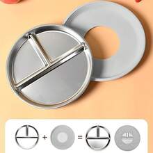 2 Piezas Platos de Acero Inoxidable para Bebé con Ventosa, Plato Divisorio para Comida Infantil, Platos para Niños Bebé Antideslizante, Plato Acero Inoxidable Durable y  (Azul+Gris) - Azul+Gris - Ver 4