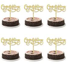 6PCS Acrylic Congratulations Cake Topper, Congrats 2025/Class Of 2025, 2025 Graduation Party Decorations{Inchcolor_nameinch:InchAcrylicGold-6pcsinch} - AkrilikEmas-6 pcs - View 1