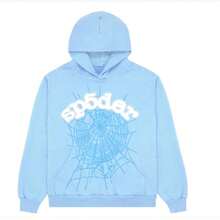 SP5DER 555 Streetwear  Hoodie,  Trap Rap - Màu xanh nhạt - Xem 1