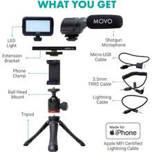 Movo IVlogger Vlogging Kit For IPhone Lightning Compatible  Starter Kit For Content Creators Accessories: Phone Tripod Phone Mount LED Light And Shotgun Microphone - 閃電 - 查看 3