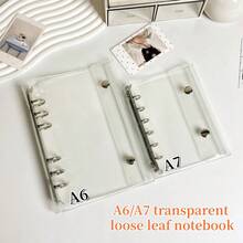 1pc A6/A7 Transparent Binder, Sticker Book, Sticker Book, FEINIBOOK Double Button Soft Leather Surface Binder Shell, Pp Material, Transparent Inner Page Replacement Core, Kpop Photo Card Storage, Can Be Used For Diy Sticker Books, Hand Books, Scrapbooks, Planning Books, School Supplies, Office Supplies, Etc - Clear - View 3