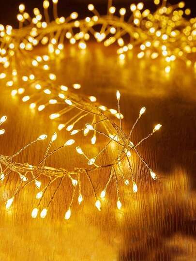 10英尺迷你电池供电仙女灯串，100颗LED鞭炮灯串，防水银线星形萤火虫灯，适用于DIY花环、家居装饰、室内外圣诞装饰，暖白色圣诞装饰品，家居圣诞礼物，圣诞装饰