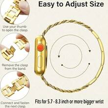 [Jewelry Bracelet Watch Band] Charming Pendant Synthetic Leather & Stainless Steel Watch Band Compatible With Apple Watch 38/40/41/42/44/45/46/49mm (Ultra 3/2/1 Series 1-10 & SE), Galaxy Watch7/6/5/4 (40/44mm), Watch 4 Classic (42/46mm), Watch 3 (41mm), Active 2, Gear S2 Classic - Folding Buckle - Gift Idea, Decorative Accessory, Suitable For Birthday, Party, Daily Wear - Multicolor - View 6