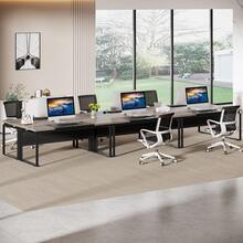 LITTLE TREE 63-Inch Home Office Desk, Writing Computer Table With Sturdy Legs - 灰色+黑色 - 查看 8