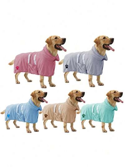 1pc Purple Quick Drying Embroidered Pet Bathrobe, Multiple Sizes & Colors Available, Puppy Towels, Pet Towels, Dog Accessories, Cat Towels, Dog Towels, Super Absorbent Quick Drying Pet Towels With For All Pets, Dogs & Cats, Pet Towels For Drying Dogs & Cats Large, Adjustable Pets Robes For Bath, And Dog Dryer For Dogs & Cats, Pet Supplies