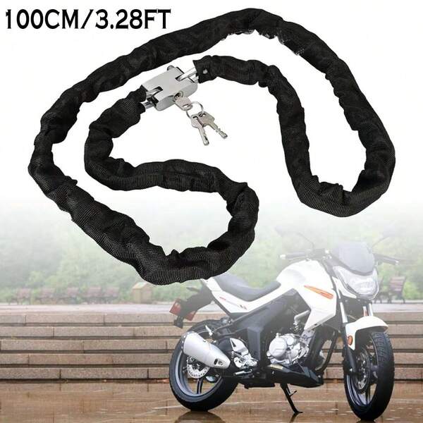 Heavy-Duty Motorcycle And Bicycle Chain Lock, Anti-Theft Padlock, Safety Belt, Key Included. Length: 1M/3.28FT. Protect Your Vehicle's Safety.EB043