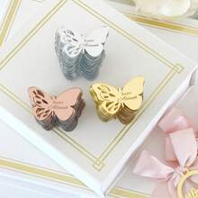 个性化亚克力镜面标签，蝴蝶主题派对礼品标签，洗礼礼品标签，感谢礼品标签，生日回礼标签，乔迁礼品标签。营造氛围 - 金色 - 查看 8