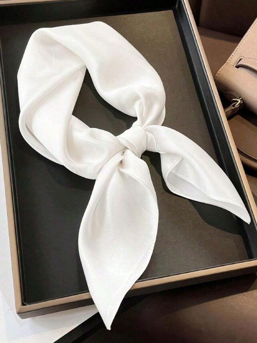 1pc Solid Color Women's Square Scarf Fashion Silk Scarf Multi-Functional Shawl, Hairband, Waistband Bandana,Hair Band,Head Band Ideal For Dressing Up Your Look - 白色 - 查看 1