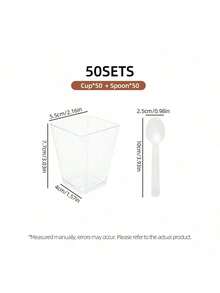 5oz Square Plastic Dessert Cups With Lids And Spoons, 25/50/100 Pcs Set, Parfait/Appetizer Cups For Yogurt, Mousse, Ice Cream, Pudding - Reusable Clear Containers, Birthday, Wedding, Holiday (Christmas, Eid, Oktoberfest) Gifts, Party, Festival Dessert Supplies