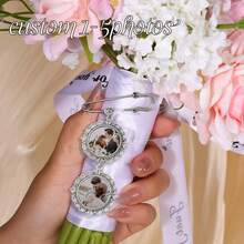 Personalized DIY Wedding Accessories, Customized Holiday Commemorative Photo Pendant, Double-Sided Photo Frame Decorations - Multi-color - Round Pearl Style - View 10