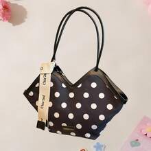 Bolso tote grande para mujer, bonito estampado de cerezas y lunares, bolso de hombro ligero - Multicolor - Ver 2