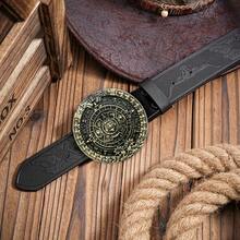 Pasek męski w stylu zachodnim, pasek vintage z klamrą Mayan Sunburst, swobodny pasek retro hip-hopowy, odpowiedni do S/Chinosold Money Vintage, jesienno-jesienny strój miejski, klasyczny świąteczny, zimowy, codzienny prezent dla chłopaka dla mężczyzny