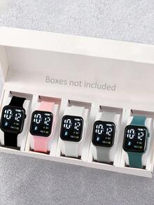 Set de 5 relojes deportivos digitales unisex con monitor de frecuencia cardíaca electrónico (sin caja) - Multicolor - Ver 15