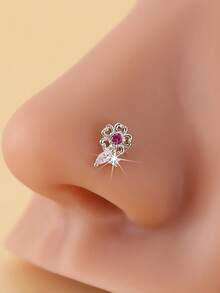 1pc Cute Floral Nose Stud, New Style Nose Ring Piercing Jewelry For Daily Wear - Multicolor - View 6