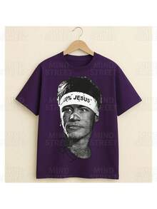 Jr Football T-Shirt Unisex Men Women 100% Cotton Premium Top Streetwear New Release Immediate Shipping Various Colors!! Plus Size - 紫色 - 查看 1