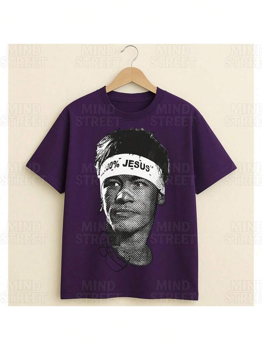 Jr Football T-Shirt Unisex Men Women 100% Cotton Premium Top Streetwear New Release Immediate Shipping Various Colors!! Plus Size - 紫色 - 查看 1