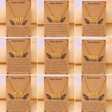 Goodwaro 1 pieza Collar de número angelical para mujer, colgante de número de acero inoxidable con alas de ángel, cadena de clavícula de bendición