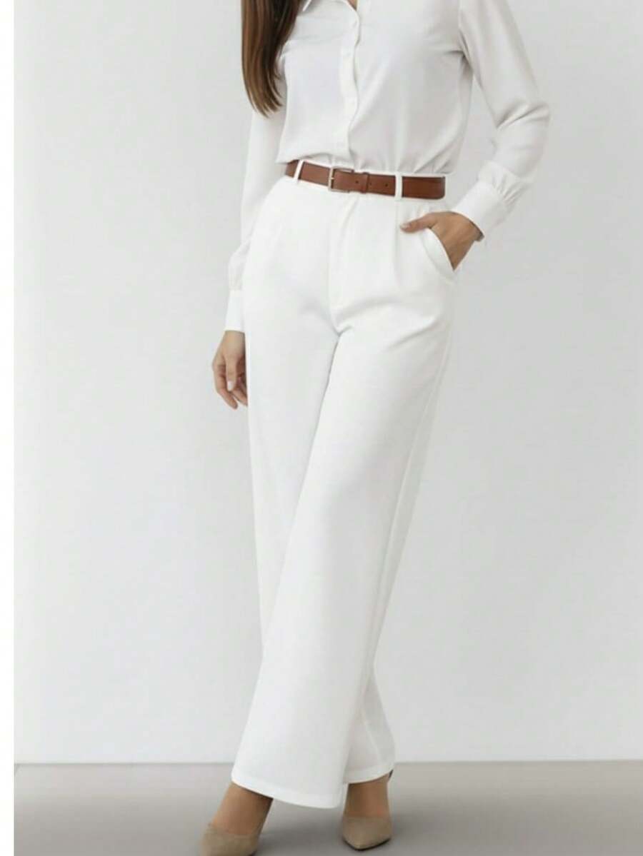 Pantalones Rectos para Moda Casual y Elegante, con Cinturón