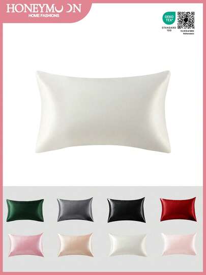 1 pièce Taie d'oreiller en satin de qualité supérieure, douce et respirante, résistante aux plis, délicate pour les cheveux et la peau, améliore la qualité du sommeil, sans insert d'oreiller, blanc, certifiée Oeko-Tex