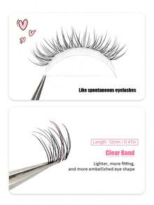 Asiteo Manga 120pcs DIY False Eyelashes, Transparent Band, Natural Makeup Effect, Individual Lashes, Cluster Lashes, Eye Makeup - C - View 3