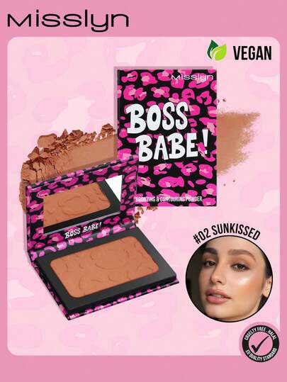 Misslyn Bronze Contouring Powder, Matte Bronze Powder, High Color Payoff, Fine And Smooth Texture, With Mirror, Face Contouring Bronze Powder, Long-Lasting Makeup Effect, Lightweight And Breathable, Smooth And Blendable