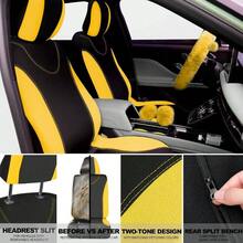 47 Car Cover Full Set Women Included Car Front Rear Fluffy Steering Wheel Cover Belt Automotive Floor Mats Conditioner Decoration Strip UniversalPurple Black - 黃色 - 查看 3