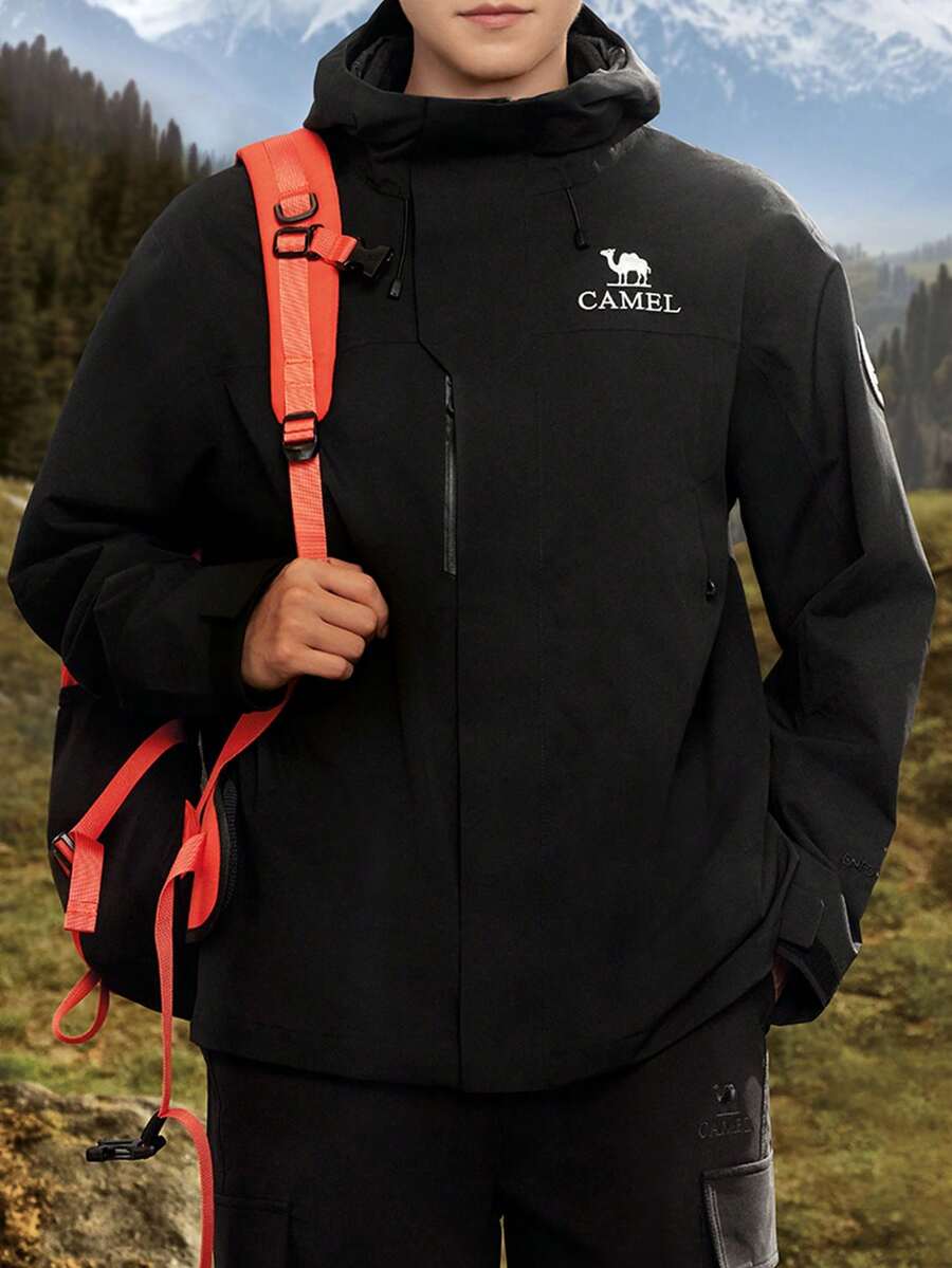 CAMEL CROWN Men's Outdoor Shell Jacket Autumn/Winter Champion: Kai Jia ICON Goose Down Liner Shell Jacket Three-In-One Waterproof Outerwear - Phantom Black - View 1