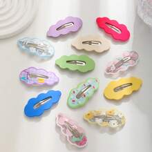 12个装多色云朵造型时尚发夹套装，可爱休闲爪夹，发卡，学生用品，美发配件，头部饰品，女士发饰