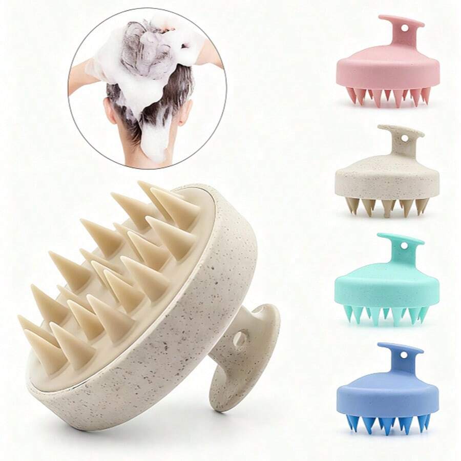 Silicone Shampoo Brush Scalp Massager Comb Body Massage Brush For Shower Salon Hair Washing Tool,Hair Brush,Comb,Hair Tools,Hair Products And Accessories For Barber Salon Beauty Travel Essentials,Back To School,Travel Holiday Essentials,Hair Accessories For Women - Màu be - Xem 1