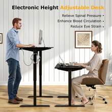 VECELO Dual-Motor Electric Standing Desk, Adjustable Height Sit Stand Desk With Memory Presets, 55 Inch Ergonomic Home Office Desk - 查看 6