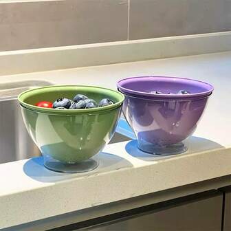 Dopamine Inspired Dual Layer Fruit Basket, Thickened Multi-Function Wall-Mounted Kitchen Fruit Washing Strainer, Essential Fruit Washing Tool