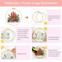 Christmas Embroidery Craft Kit - DIY Handmade Embroidery Supplies, Printed Pattern, Embroidery Floss, Needles, Complete Set For Christmas Tree Ornament, Christmas Gift