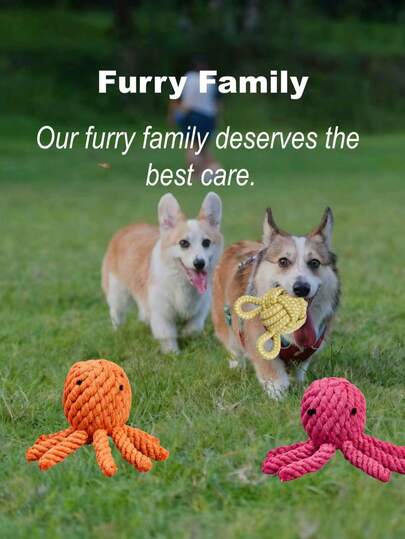 3pcs/Pet Interactive Chew Rope Toy Set - Fun Octopus + Cute Bunny Shaped Rope Toys, Made Of Natural Cotton Rope, For Teeth Cleaning, Boredom Relief, Self-Entertaining Chew Toys For Dogs, Enhances Pet Happiness