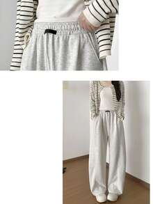 Y2K Korean Fashion Bottoms, Sweatpants, Autumn And Winter Pants, Women's Knit Pants, High-Waisted Wide-Leg Pants, Office Casual, Sweatpants, Lounge Pants, Loungewear, Slacks, Black Pants, Women's Pants, Spring And Summer Clothing. Available In Sizes S To XL, These Pants Are Cut To Fit Both Short And Tall People. Furthermore, Their Simple Cut Provides Excellent Windproofing, Excellent Heat Retention, And Self-Heating Properties Make Them Ideal For Everyday Wear. - [加絨款]白灰色 - 查看 7