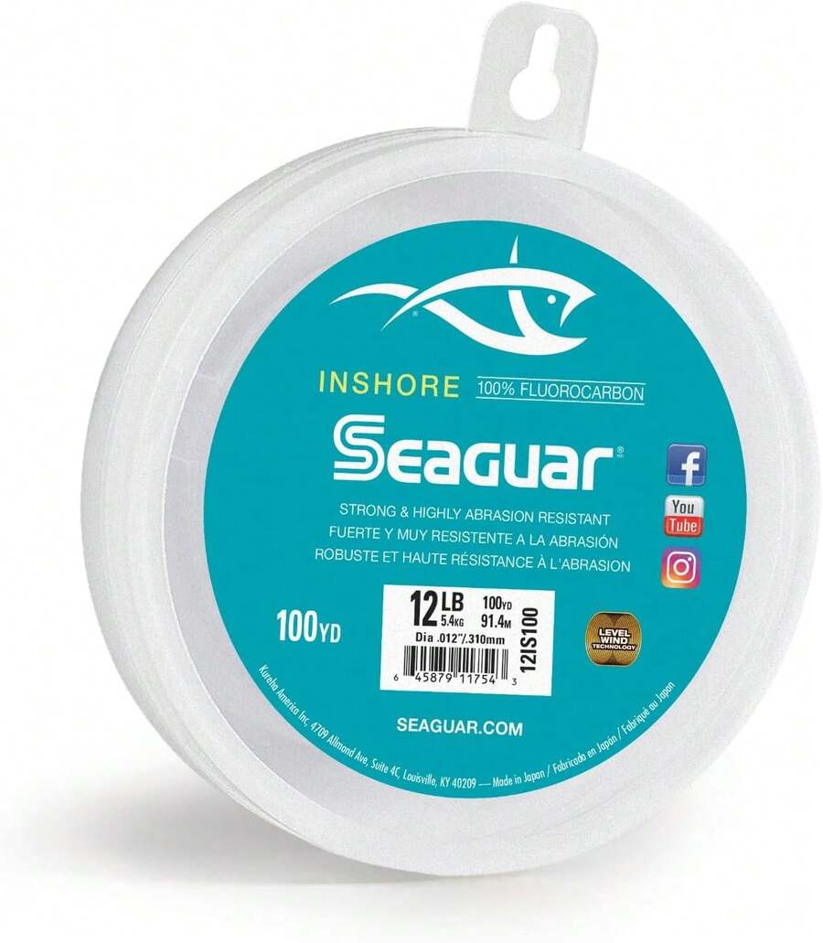 Seaguar - Líder de Pesca de fluorocarbono en la , Fuerte y Altamente Resistente a la abrasión, excelente Resistencia al Impacto y al Nudo, hundimiento rápido y prácticamente Invisible bajo el - 25 libras/100 yardas - Ver 1