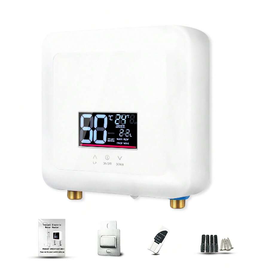 Calentador de agua instantáneo de 5500W, eléctrico, sin tanque, montaje en pared, pantalla LED, con modo termostato y ajuste de potencia, para cocina o baño - Multicolor - Ver 1