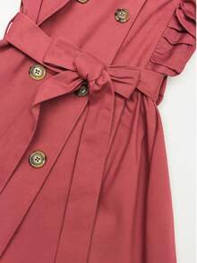 Young Girls Trench Coats - Watermelon Pink - View 3
