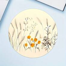 米色花朵图案圆形鼠标垫，高品质纹理鼠标垫，莱卡布材质，可水洗，尺寸 20 * 20 厘米，防滑橡胶底座，单只重量 47 克 - 彩色 - 查看 11