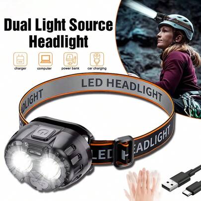 1/2PCS Led Induction Headlamp USB Headwear Strong Light Sensor Flashlight Night Fishing Light Waterproof Head Flashlight For Camping