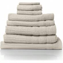 Royal Comfort Luxury Bath Towels Set Egyptian Cotton 600GSM Ultra Soft And Absorbent 2 X Bath Towels 2 X Hand Towels 2 X Face Towels 1 X Bath Mat 1 X Hand Glove Beige 8 Piece Set - Beige - View 1