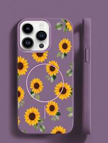 Custodia magnetica opaca per iPhone 16 Pro Max, 15 Pro Max, 11, 12, 13, 14 Pro Max, 14 Plus, 16 Plus. Custodia protettiva in TPU a forma di girasole, scocca morbida e antiurto.