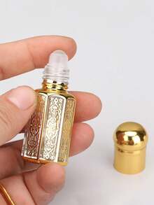 1pc 3ml Essential Oil Perfume Roll-On Bottle, Massage Applicator, Octagonal Glass Sample Vial